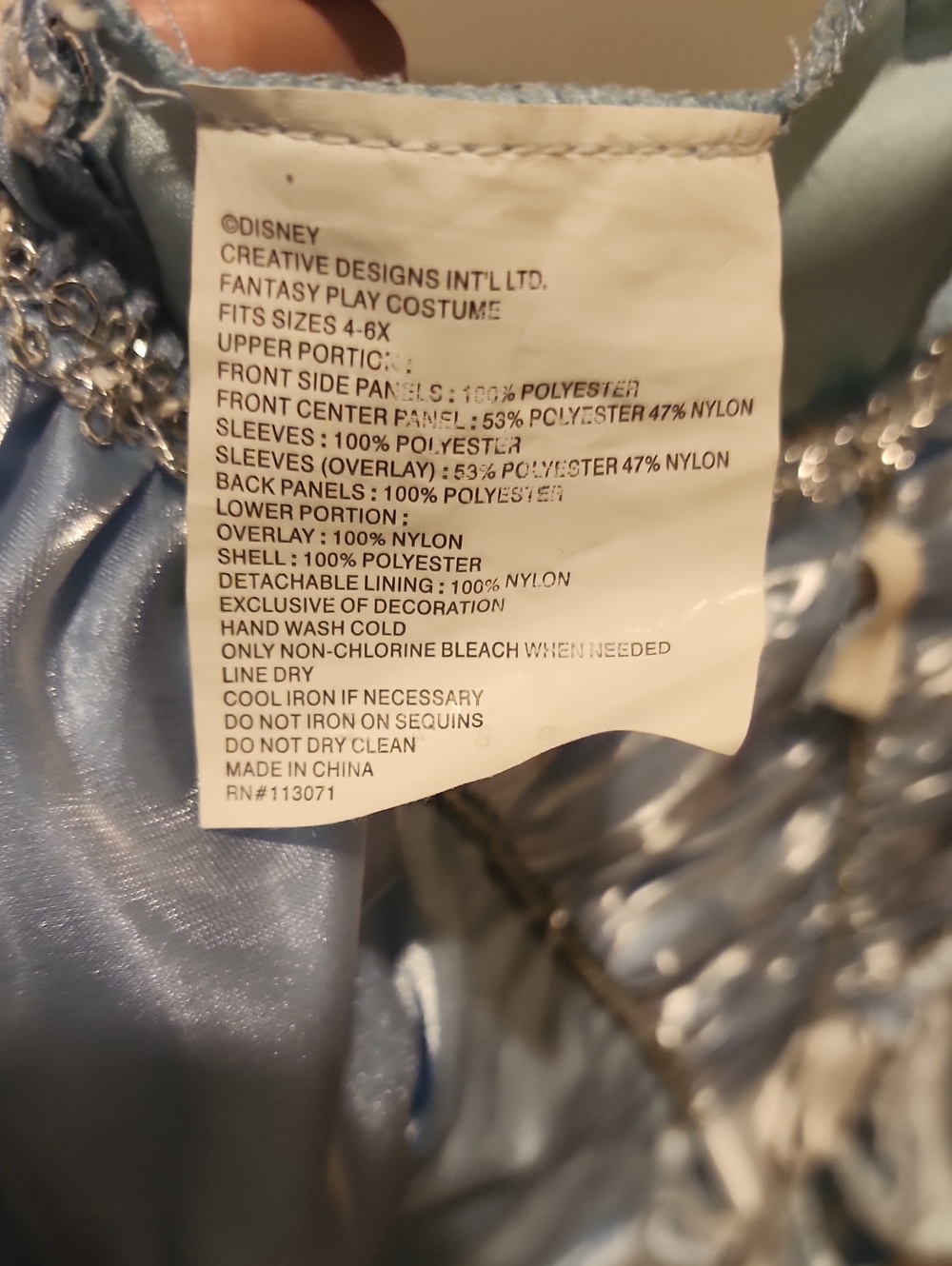 VTG Disney Cinderella Princess Costume Blue Gown Sz 4-6X Creative Designs, GUC - Picture 4 of 5